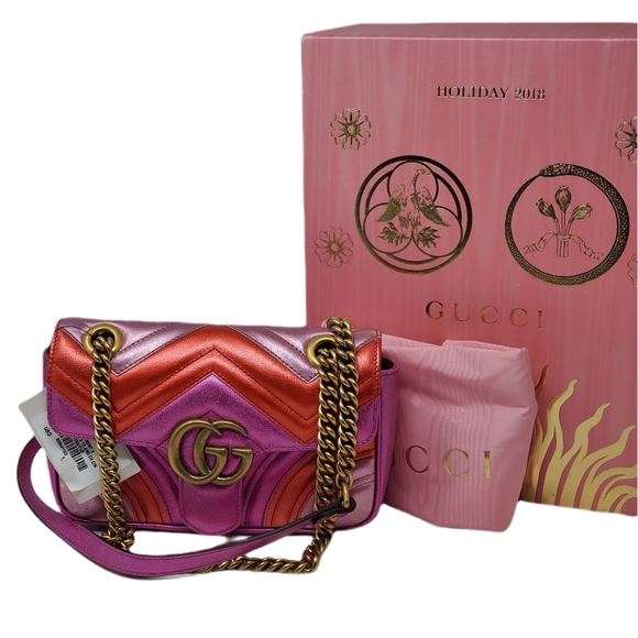 Gucci Handbags - Gucci Marmont Mini TricolorCrossbody Bag Brand New